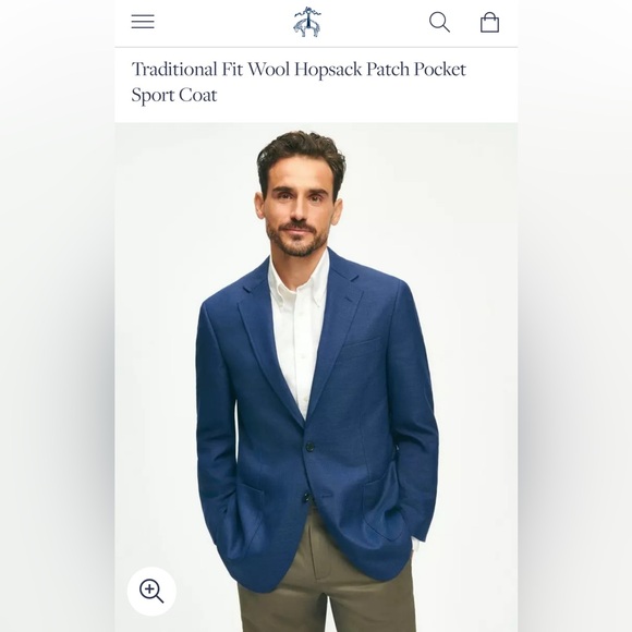 Brooks Brothers Traditional Fit Wool Hopsack Patch Pocket Sport - Picture 6 of 6